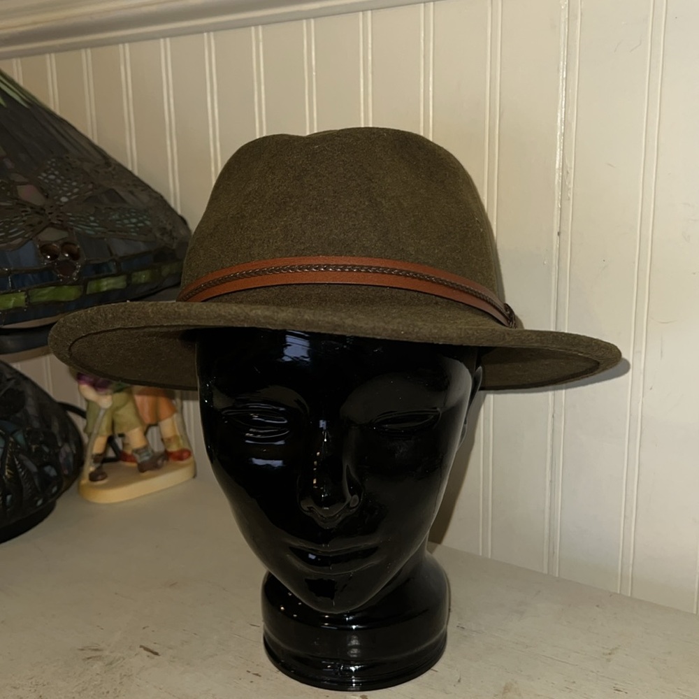 Pendleton Forest Green Hat With Tan Leather Band - image 2